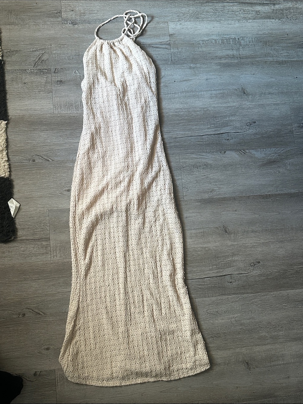 Jessica Simpson Cream Halter-Knit Maxi Dress